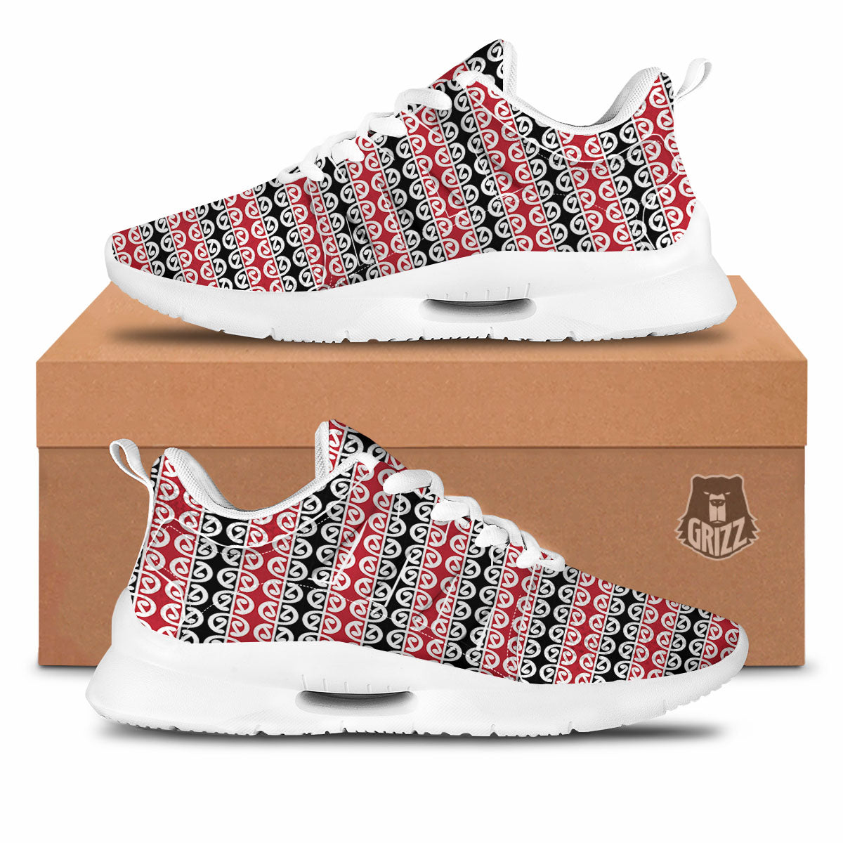 Kowhaiwhai Maori Print Pattern Tennis Shoes-grizzshop