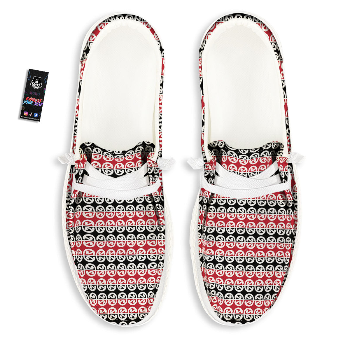 Kowhaiwhai Maori Print Pattern White Loafers-grizzshop