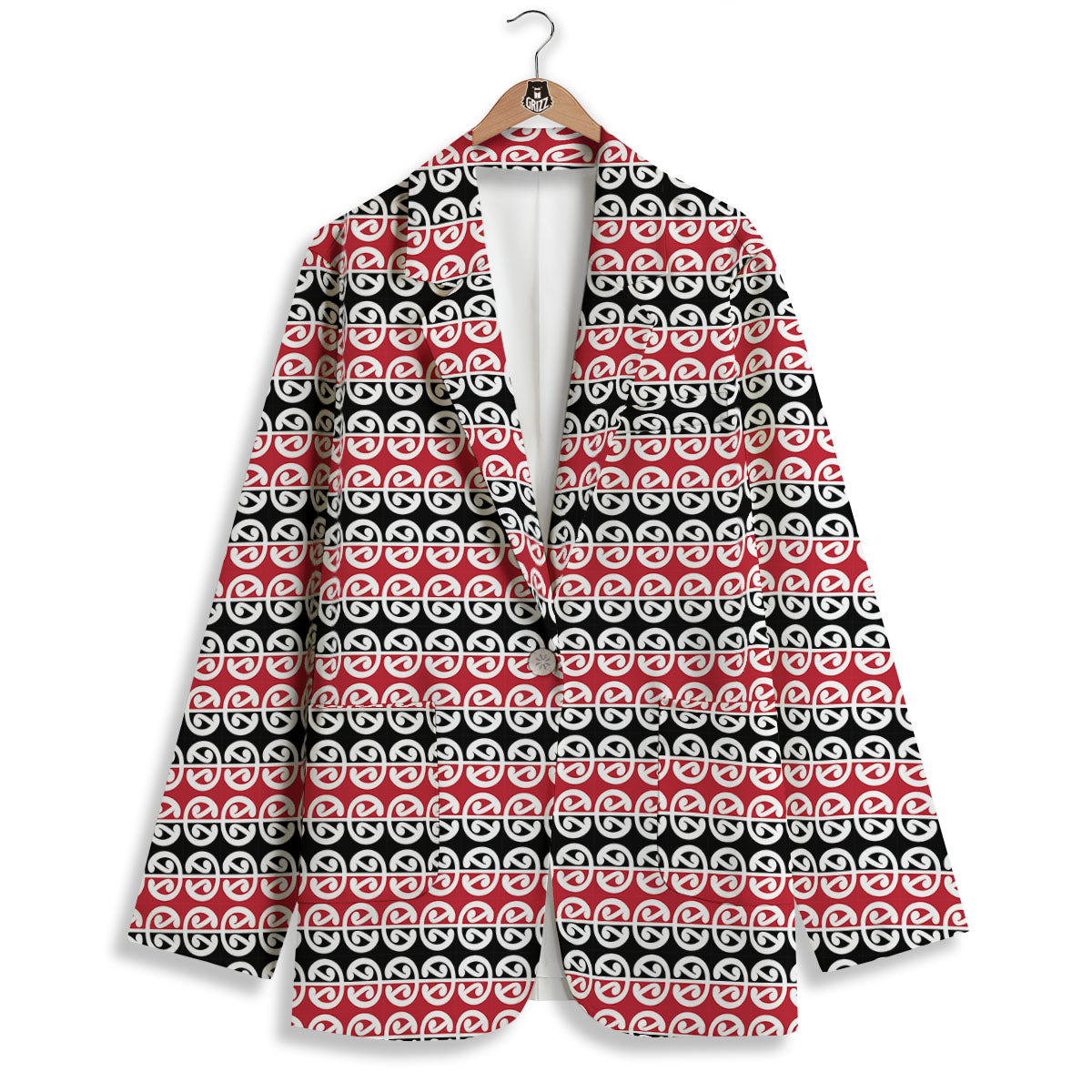 Kowhaiwhai Maori Print Pattern Women's Blazer-grizzshop