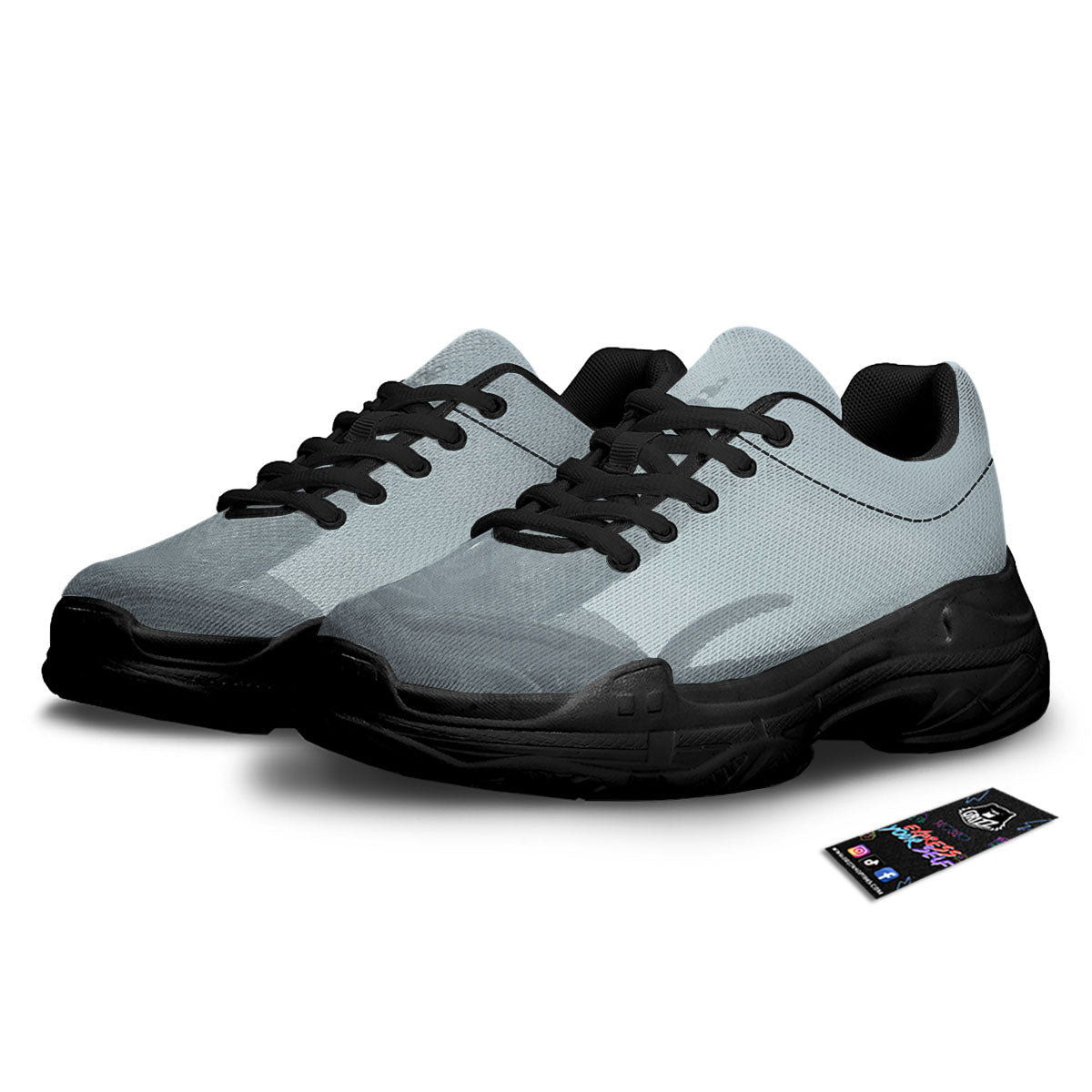 Kraken And Girl On Sea Print Black Chunky Shoes-grizzshop
