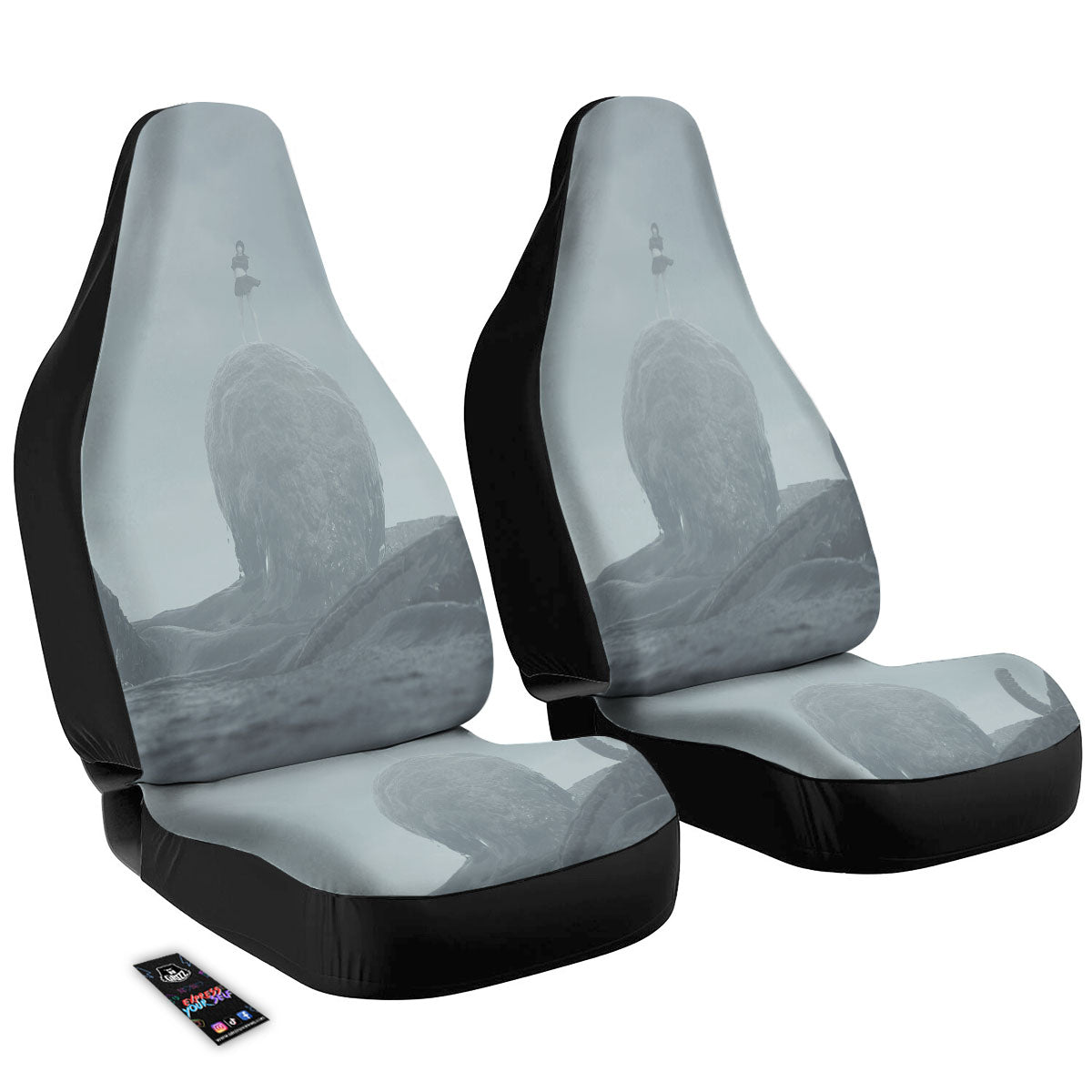 Kraken And Girl On Sea Print Car Seat Covers-grizzshop