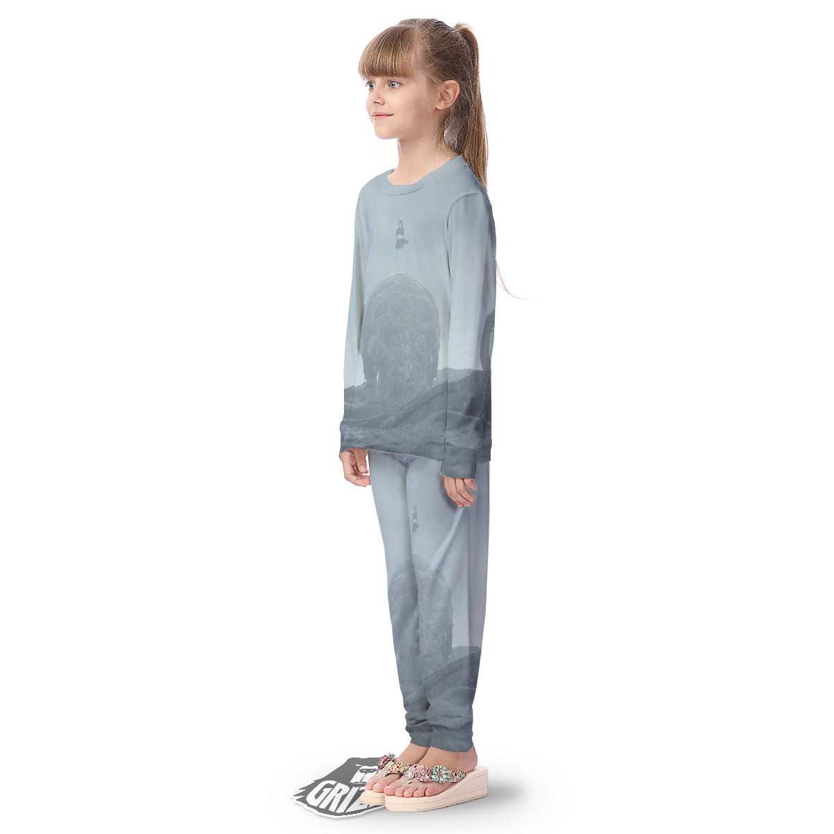 Kraken And Girl On Sea Print Kid's Pajamas-grizzshop