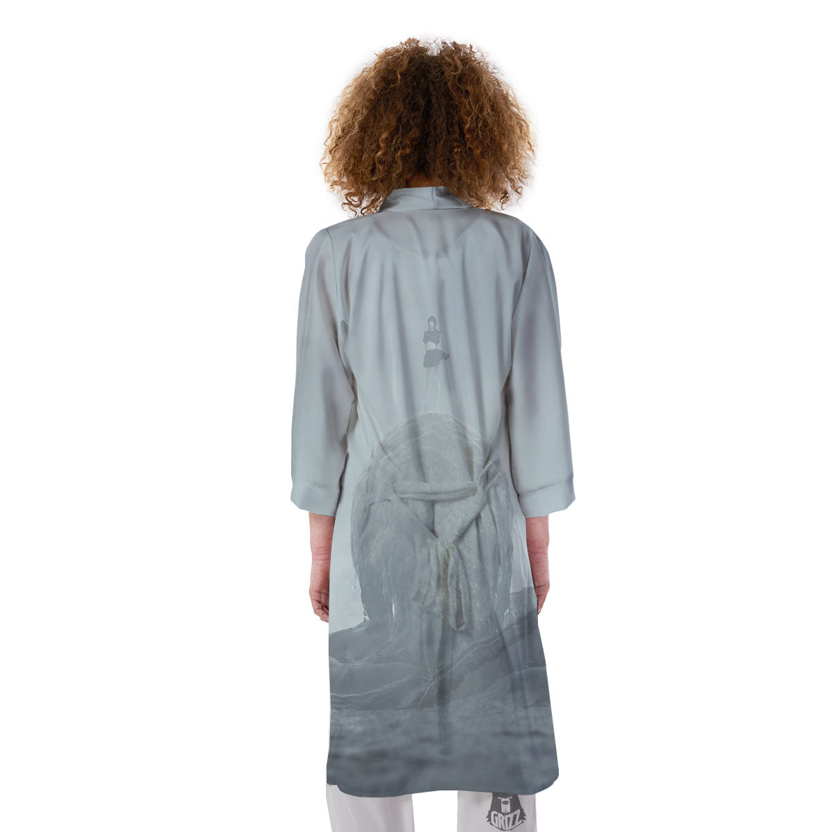 Kraken And Girl On Sea Print Kimono-grizzshop