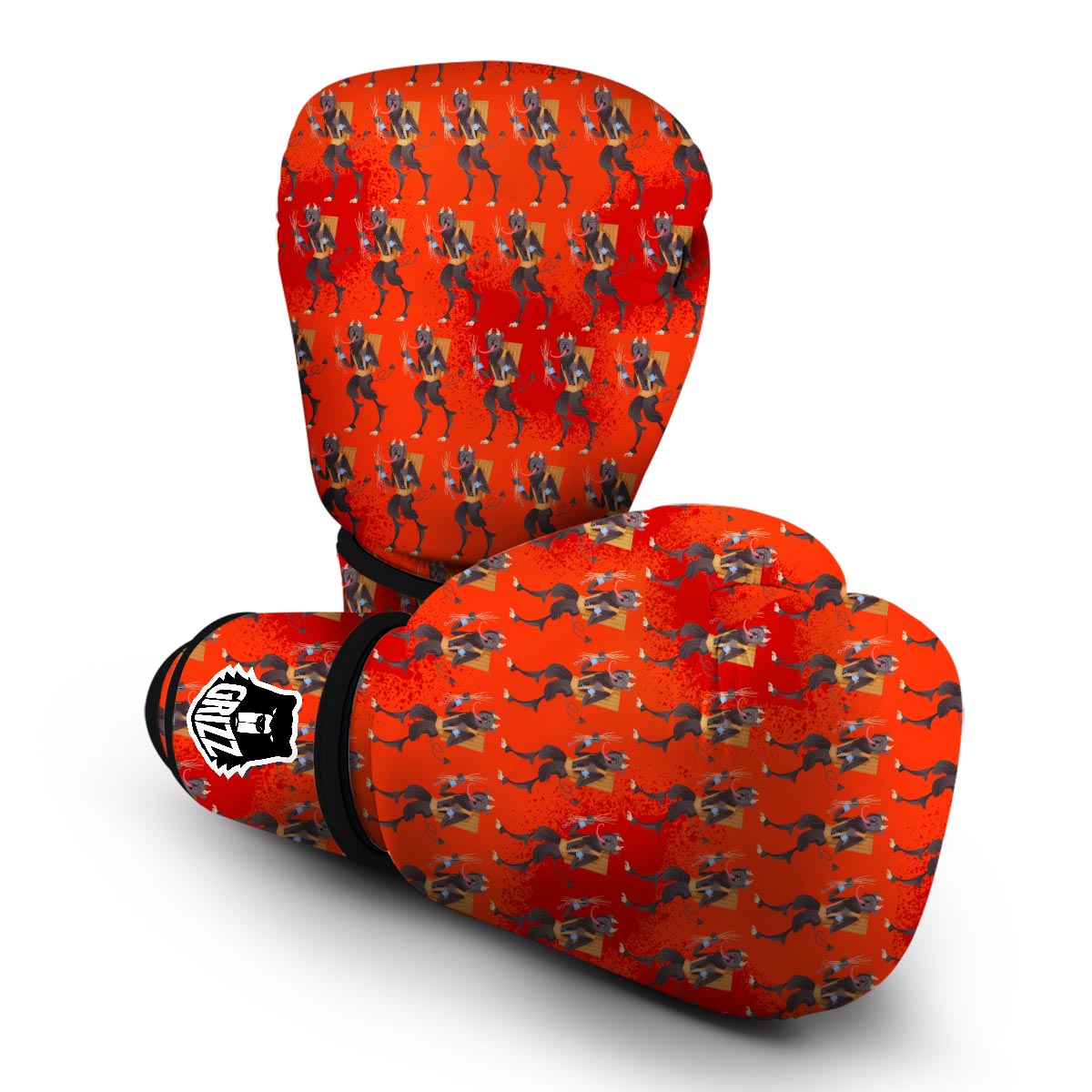 Krampus Pattern Print Boxing Gloves-grizzshop