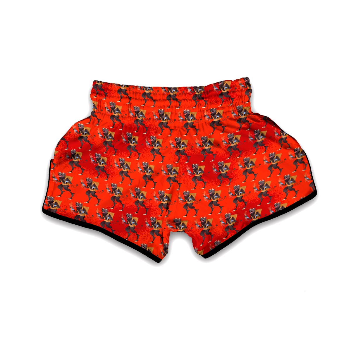 Krampus Pattern Print Muay Thai Boxing Shorts-grizzshop