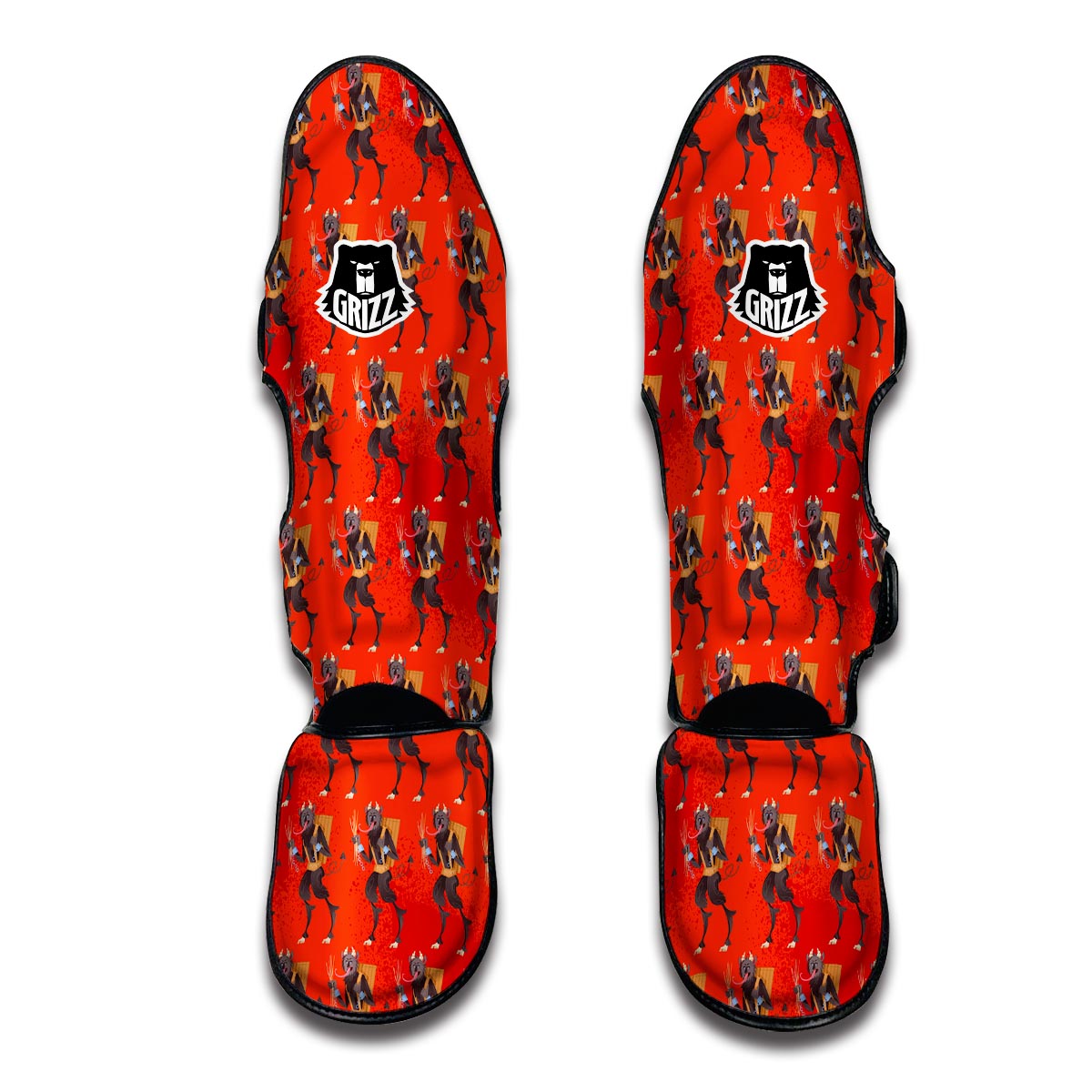 Krampus Pattern Print Muay Thai Shin Guards-grizzshop