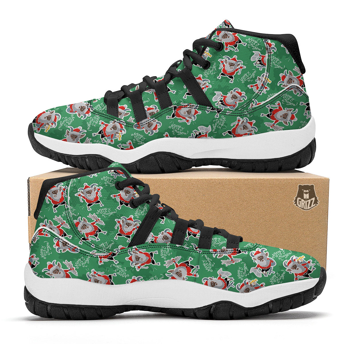 Krampus Print Pattern Black Bball Shoes-grizzshop