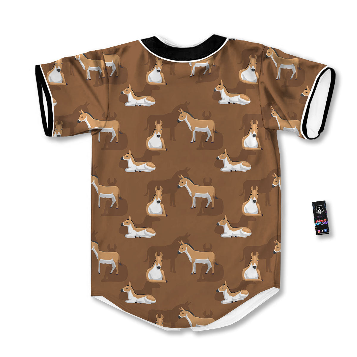 Kulan Donkey Cartoon Print Pattern Baseball Jersey-grizzshop