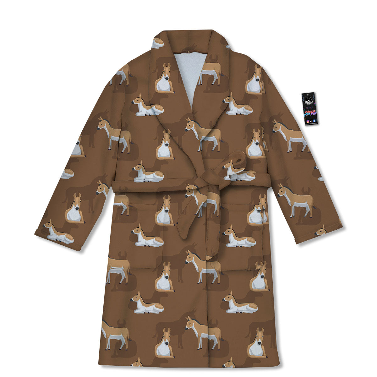 Kulan Donkey Cartoon Print Pattern Bathrobe-grizzshop