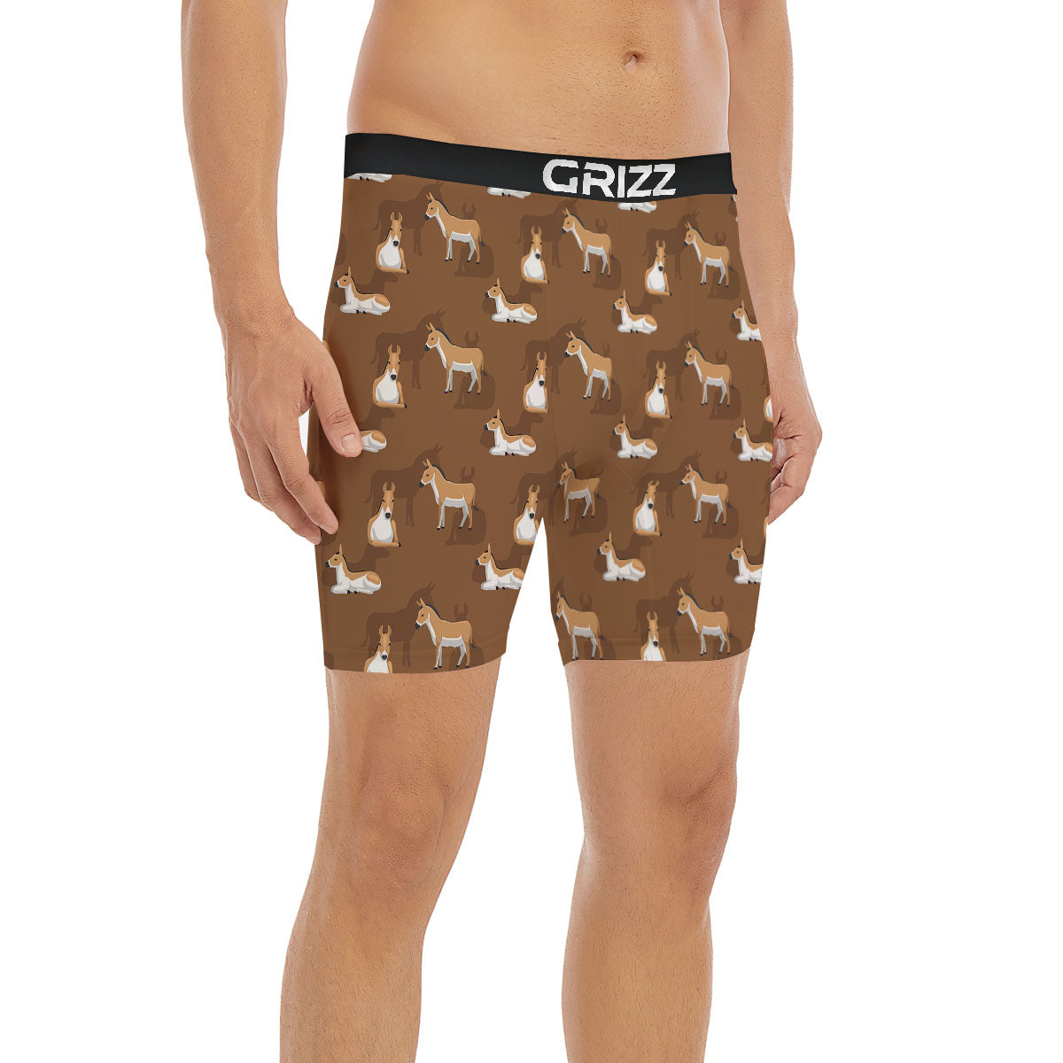 Kulan Donkey Cartoon Print Pattern Boxer Briefs-grizzshop