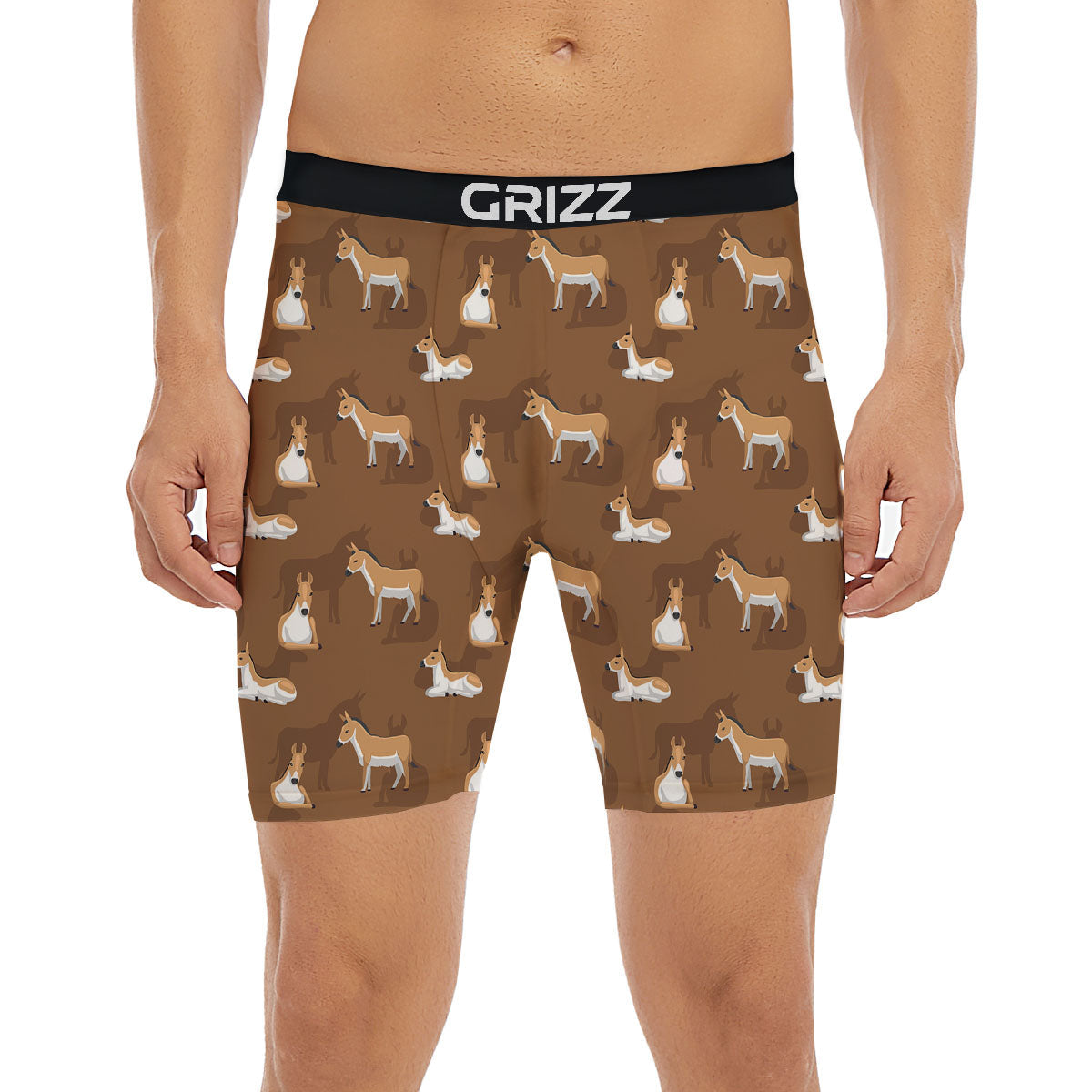 Kulan Donkey Cartoon Print Pattern Boxer Briefs-grizzshop