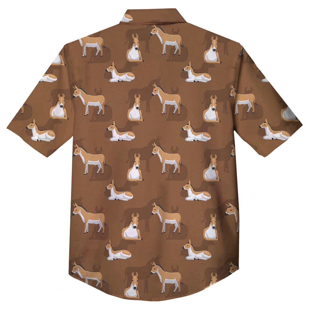 Kulan Donkey Cartoon Print Pattern Button Up Shirt-grizzshop