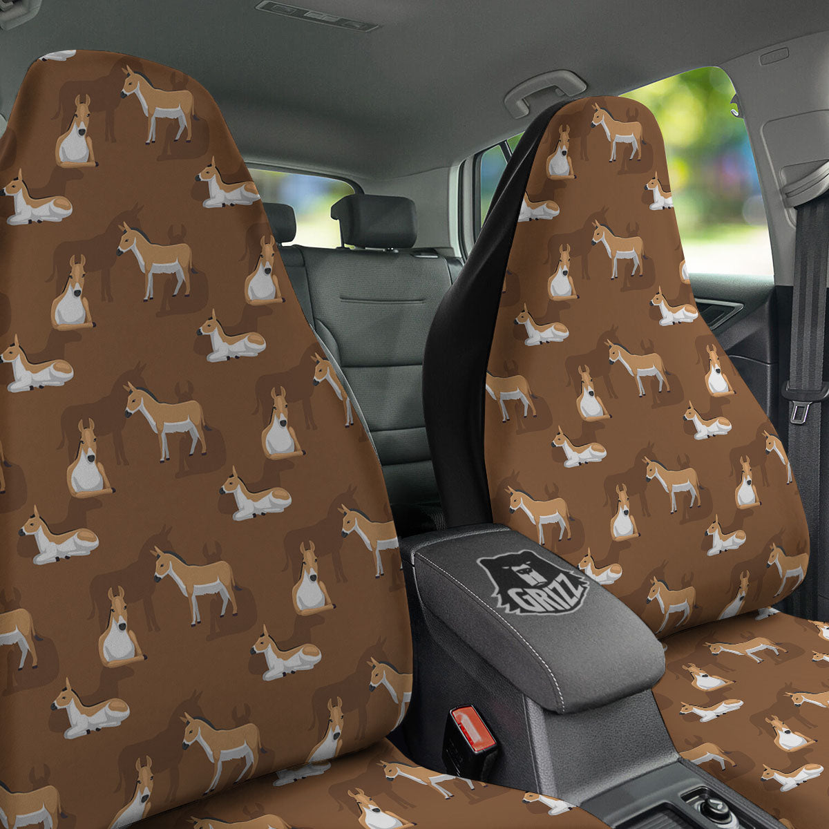Kulan Donkey Cartoon Print Pattern Car Seat Covers-grizzshop