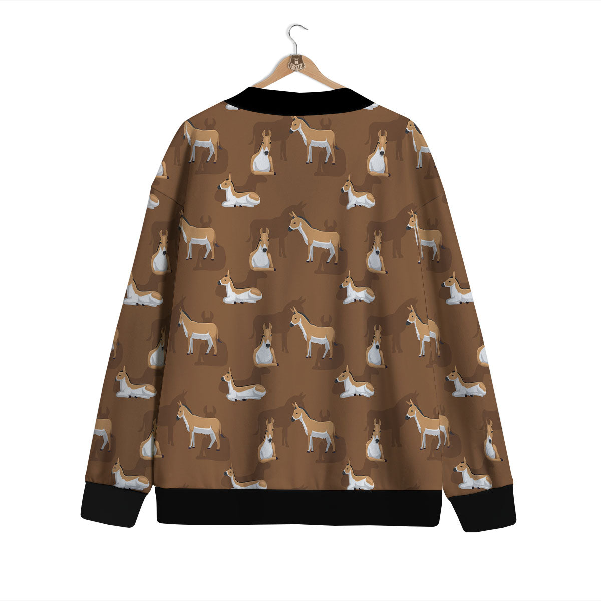Kulan Donkey Cartoon Print Pattern Cardigan-grizzshop