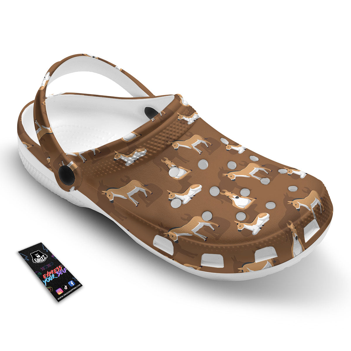Kulan Donkey Cartoon Print Pattern Clog-grizzshop