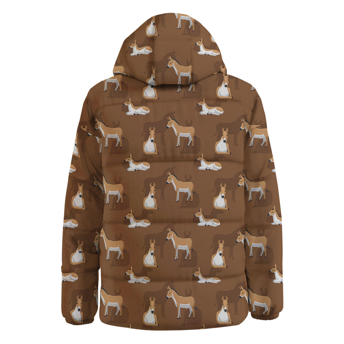 Kulan Donkey Cartoon Print Pattern Down Jacket-grizzshop