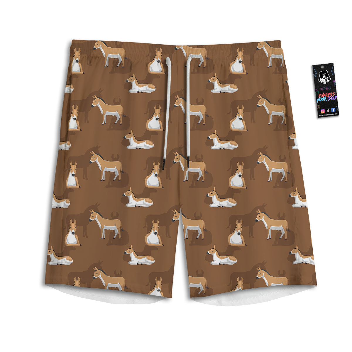 Kulan Donkey Cartoon Print Pattern Men's Athletic Shorts