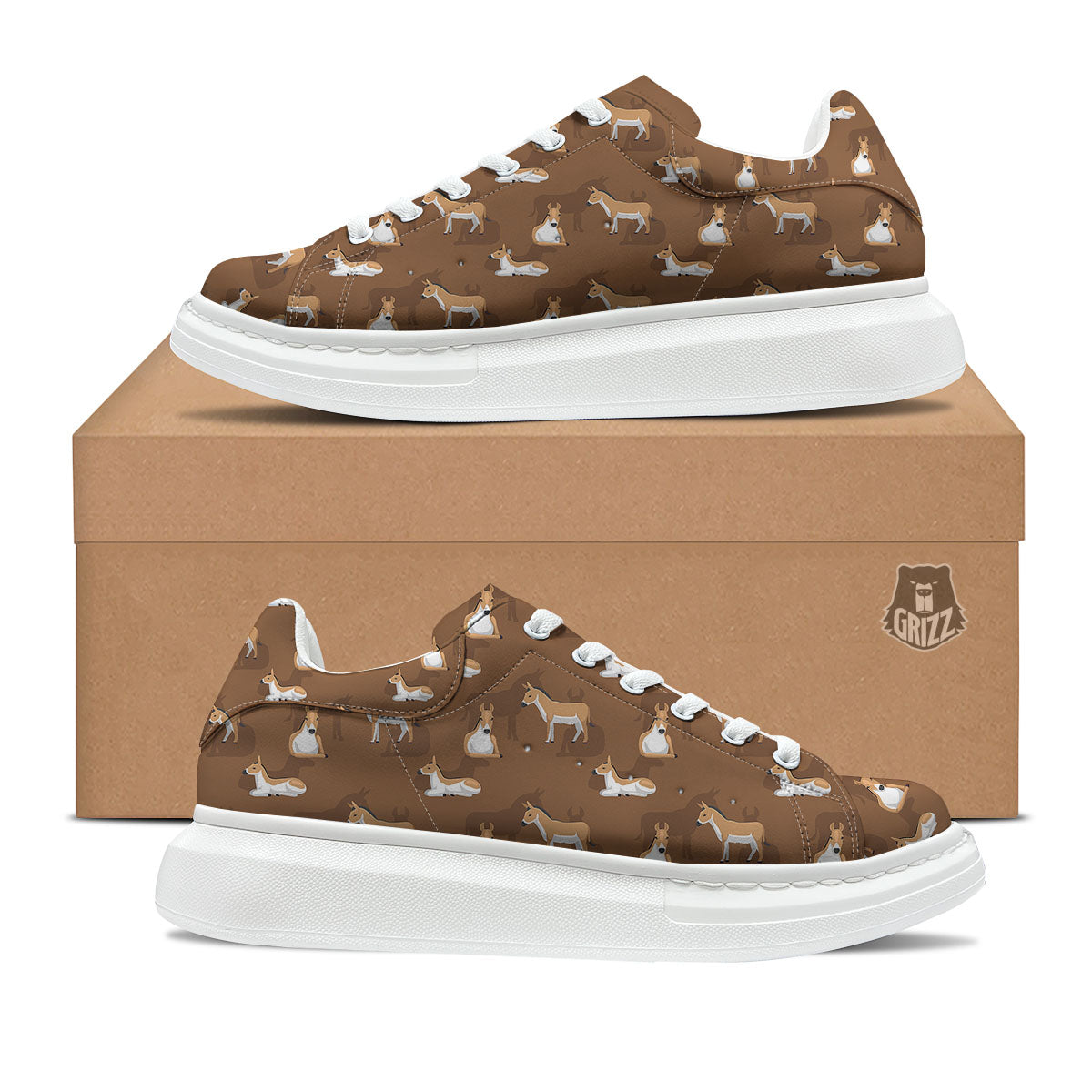 Kulan Donkey Cartoon Print Pattern Platform Shoes-grizzshop