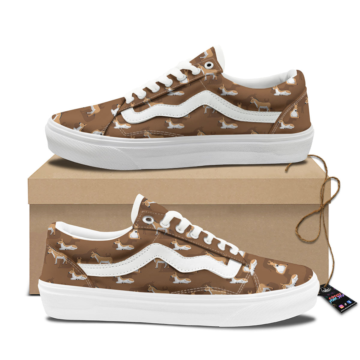 Kulan Donkey Cartoon Print Pattern Skate Shoes-grizzshop