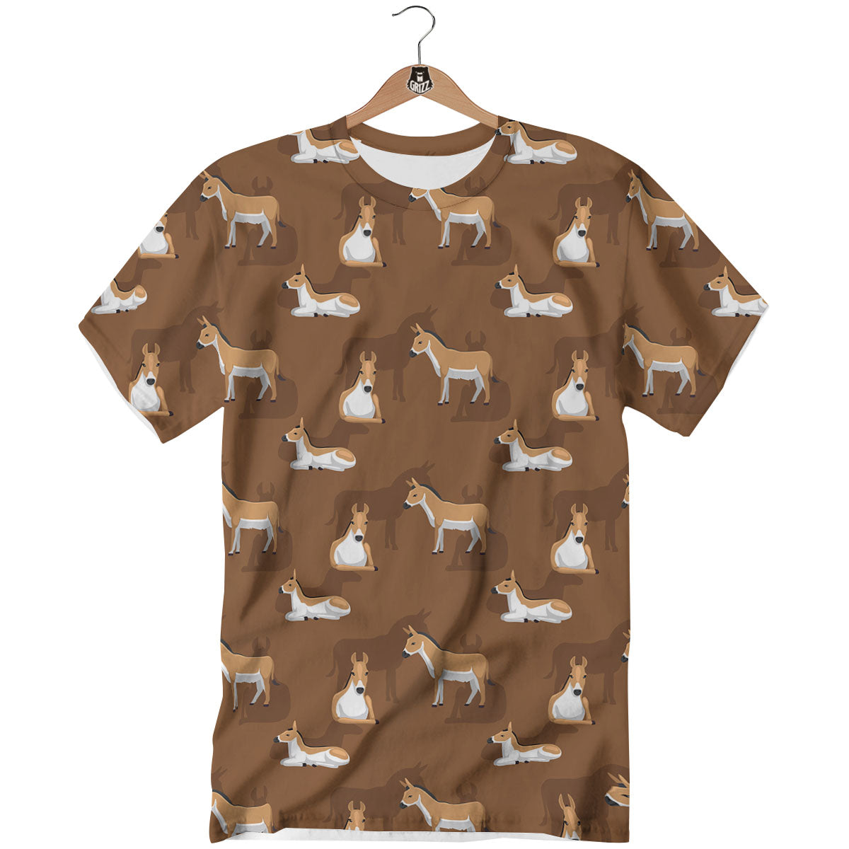 Kulan Donkey Cartoon Print Pattern T-Shirt-grizzshop