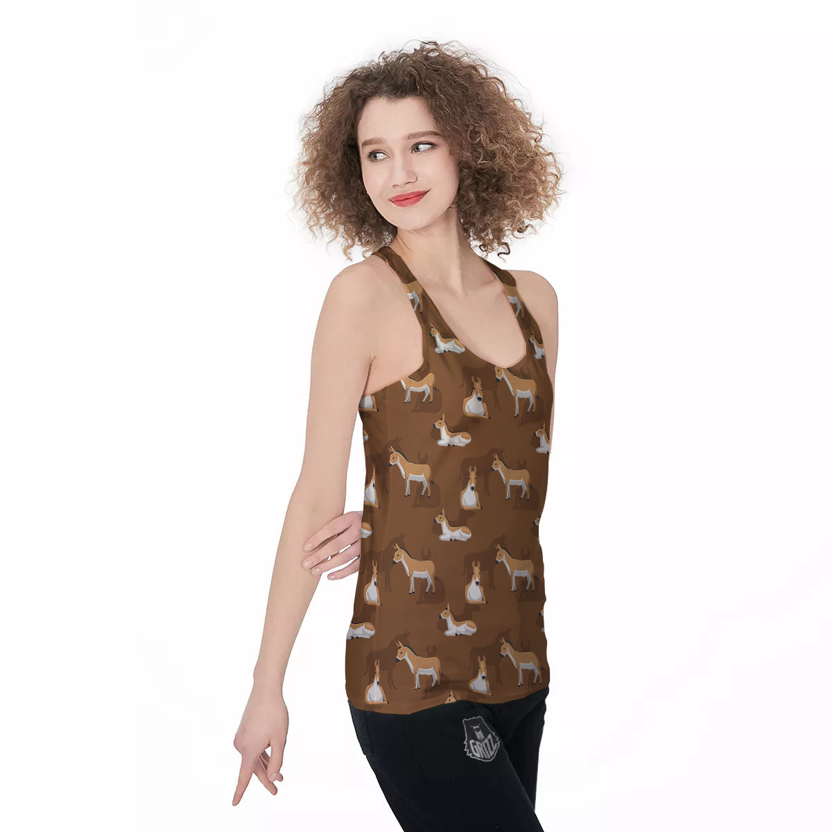 Kulan Donkey Cartoon Print Pattern Women's Racerback Tank Top-grizzshop
