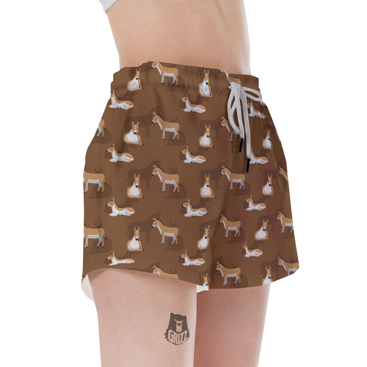 Kulan Donkey Cartoon Print Pattern Women's Shorts-grizzshop