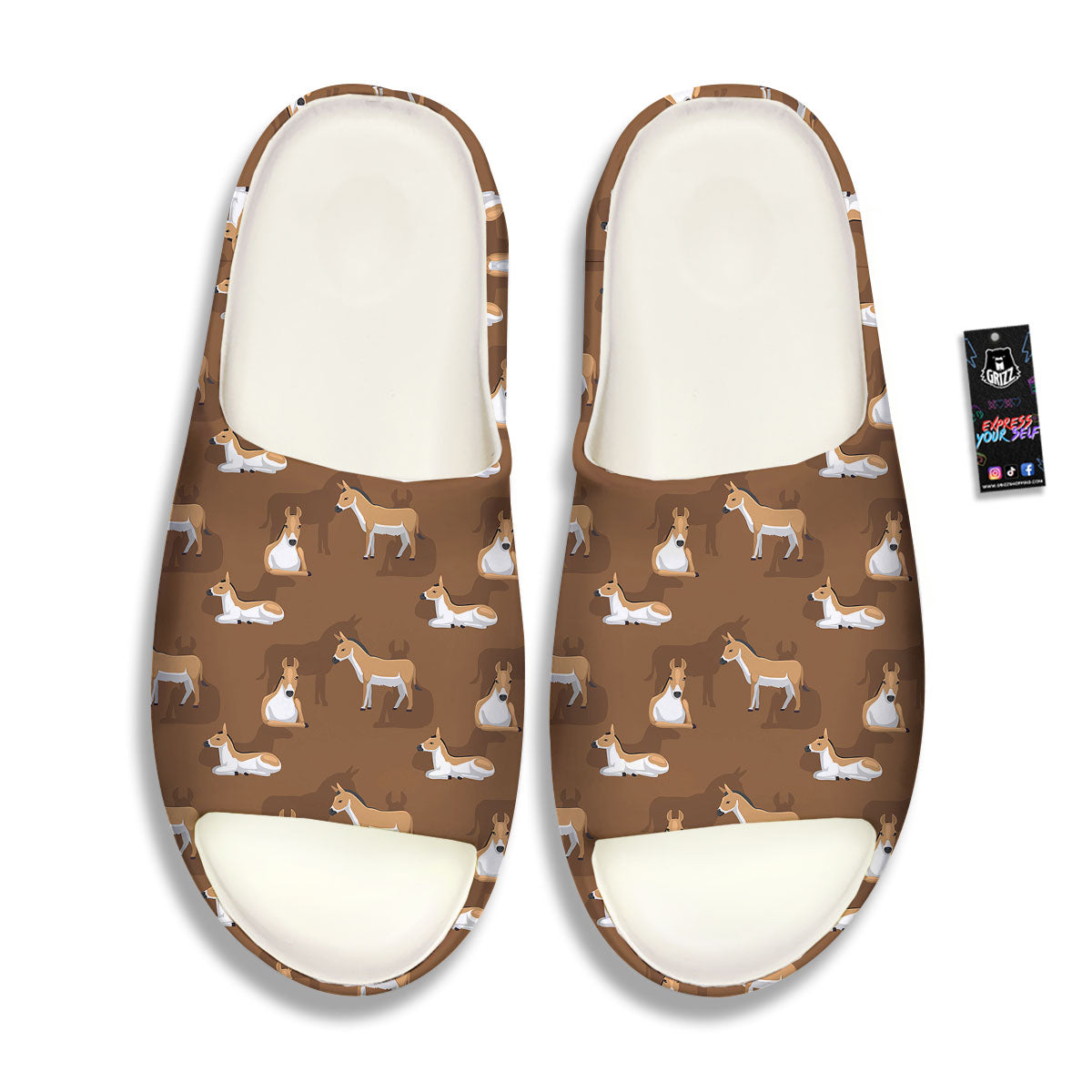 Kulan Donkey Cartoon Print Pattern Sandals-grizzshop