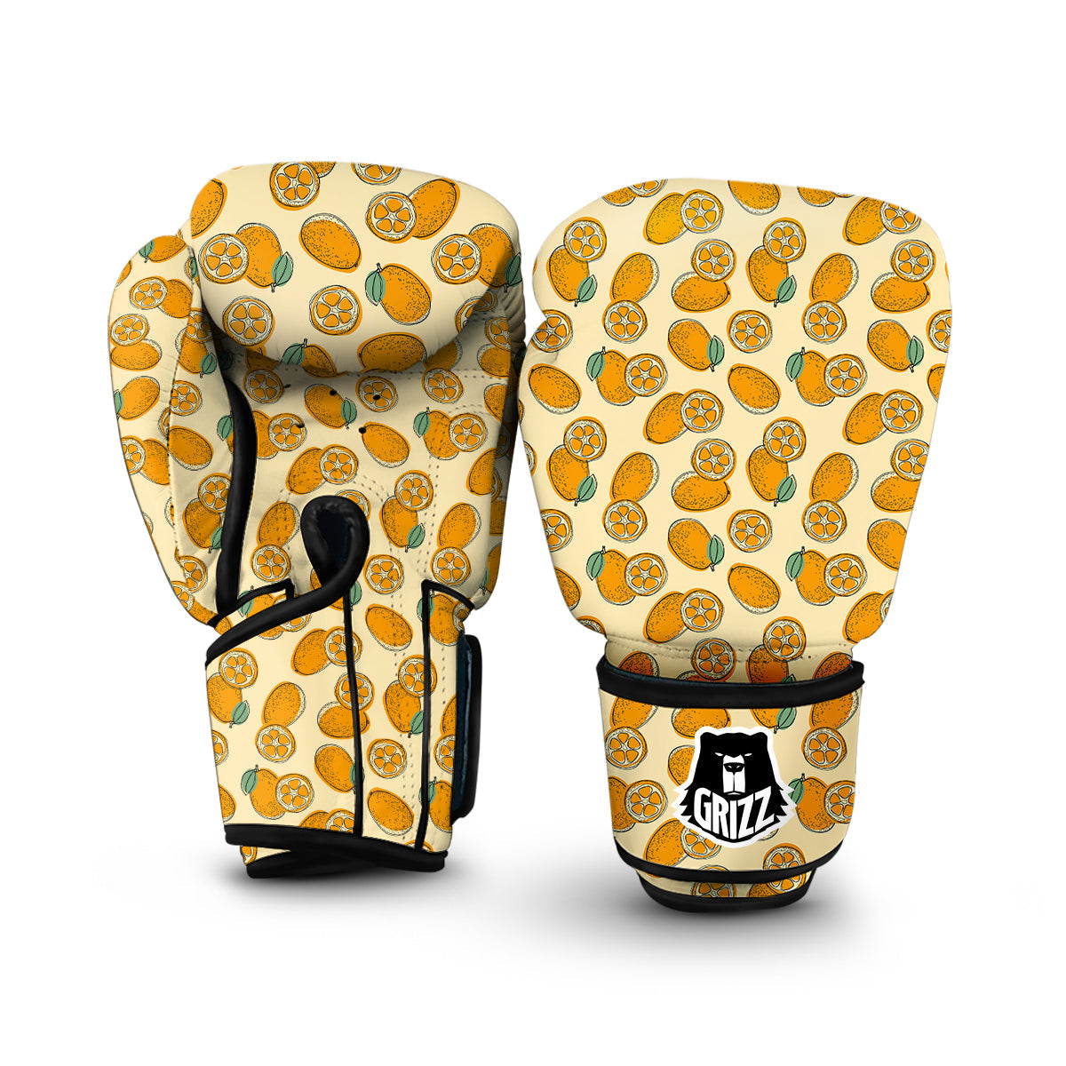 Kumquat Orange Print Pattern Boxing Gloves-grizzshop