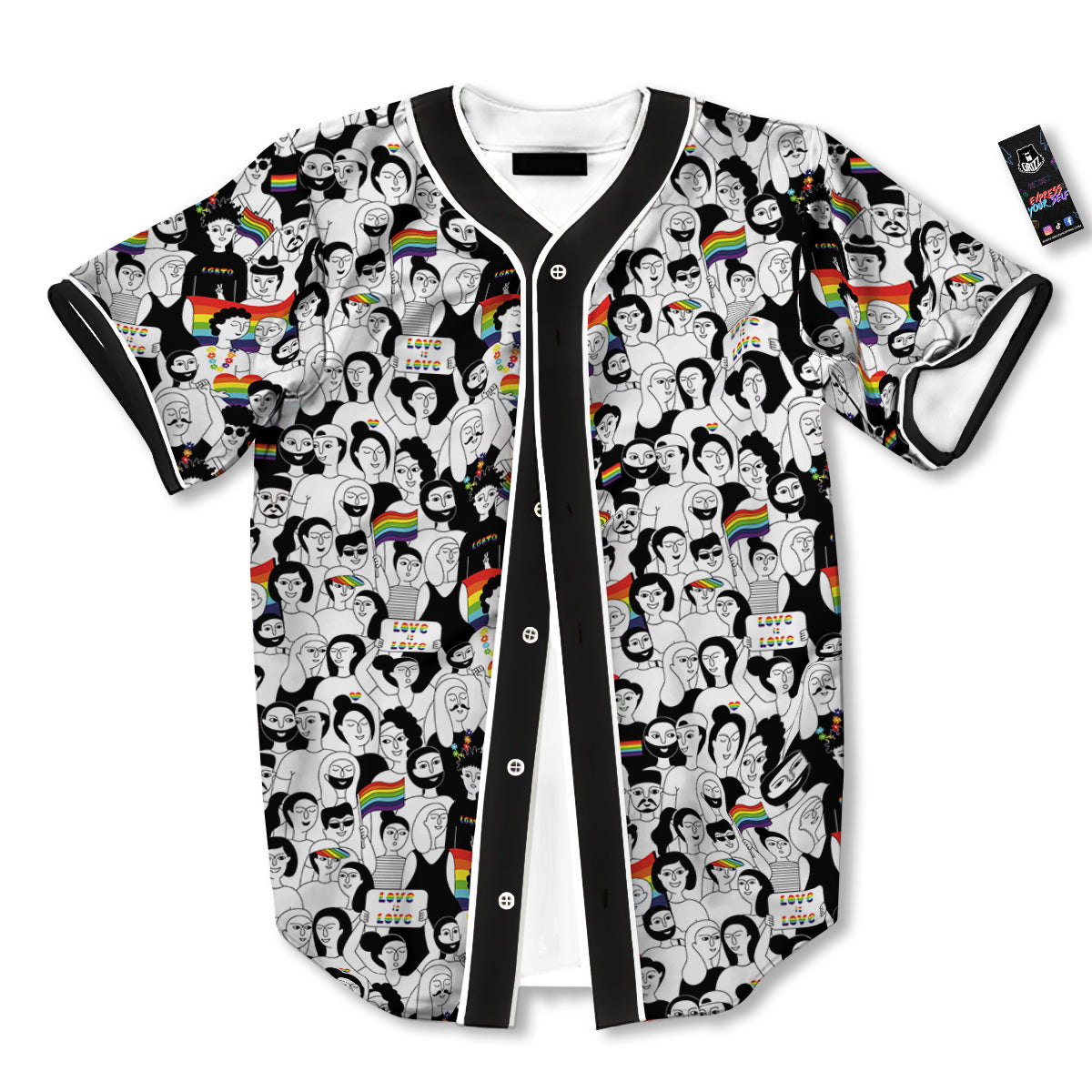 LGBT Doodle Pride Parade Print Pattern Baseball Jersey-grizzshop