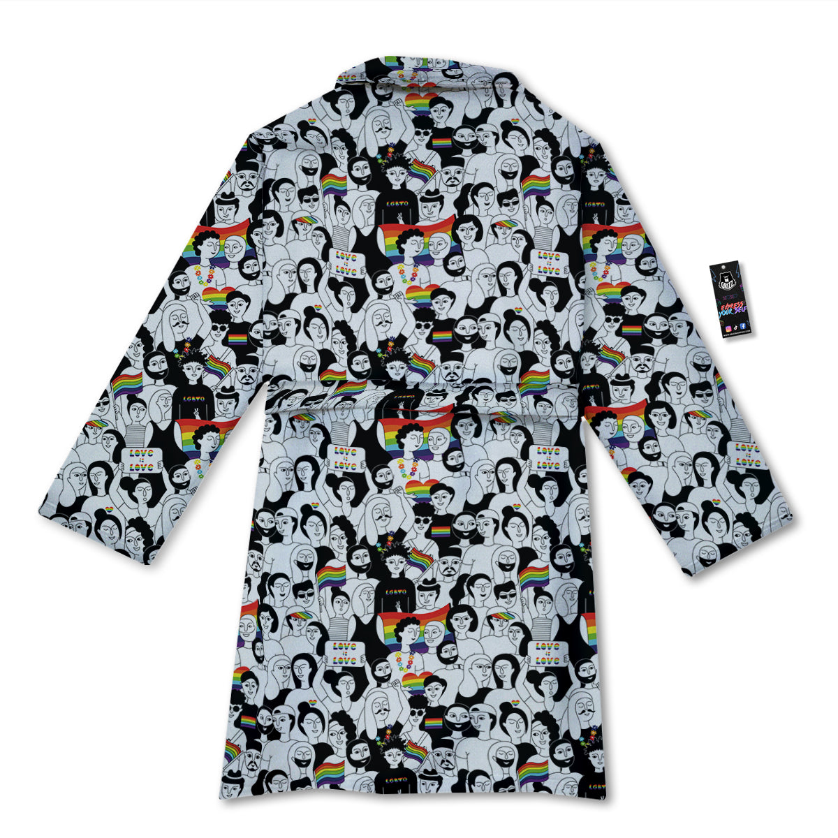 LGBT Doodle Pride Parade Print Pattern Bathrobe-grizzshop