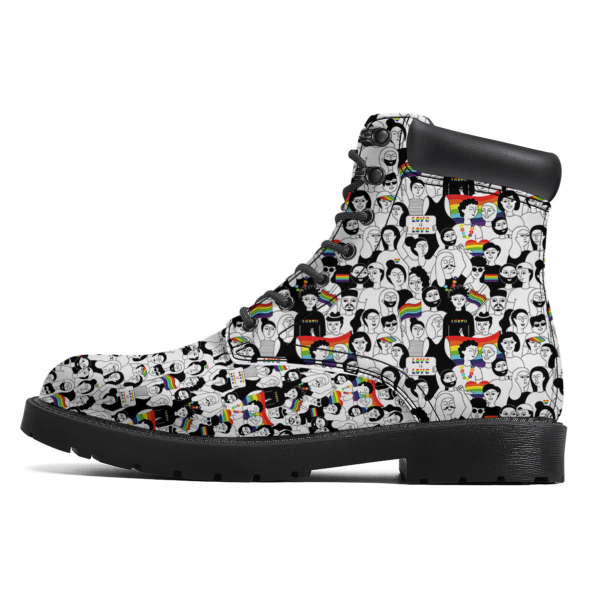 LGBT Doodle Pride Parade Print Pattern Boots-grizzshop