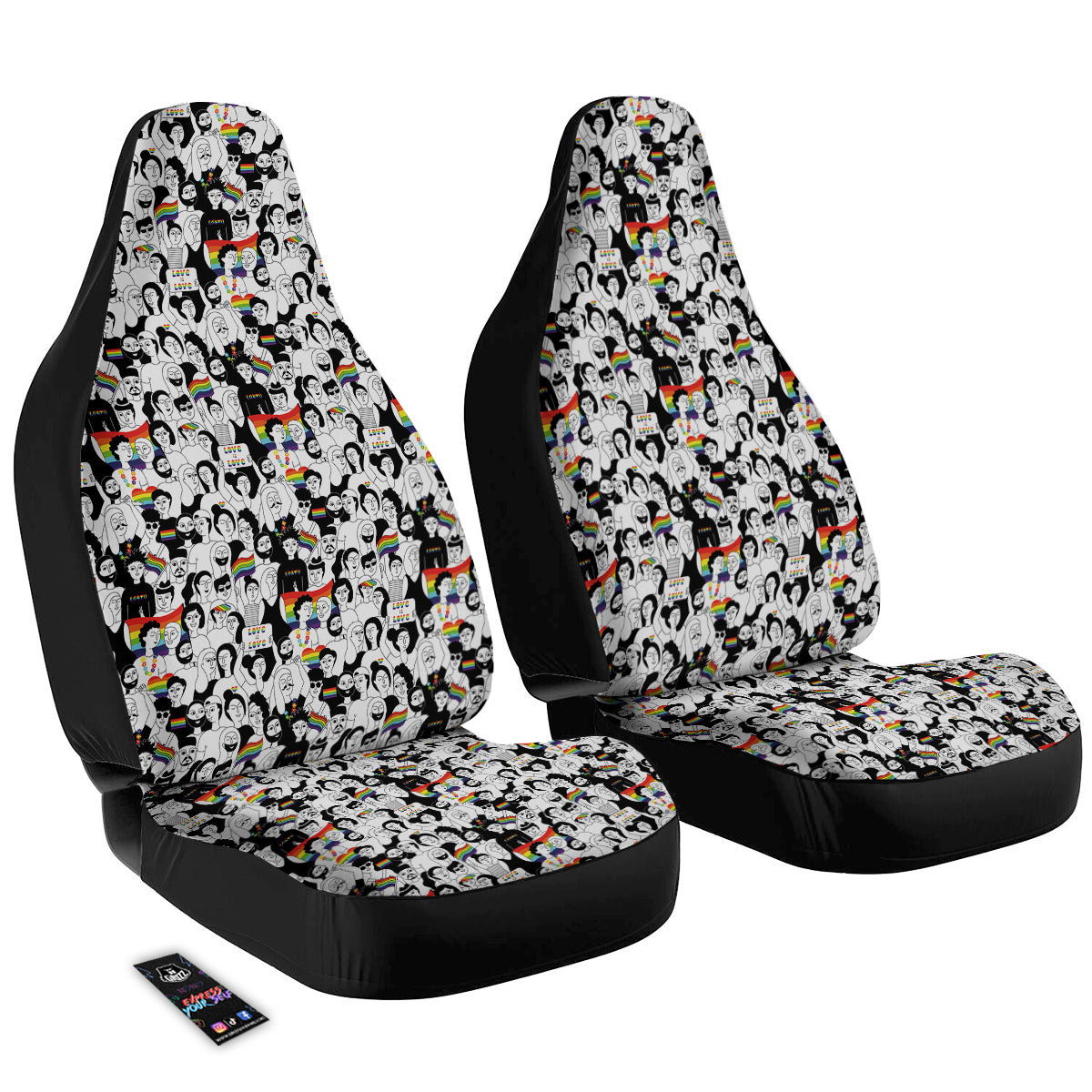 LGBT Doodle Pride Parade Print Pattern Car Seat Covers-grizzshop