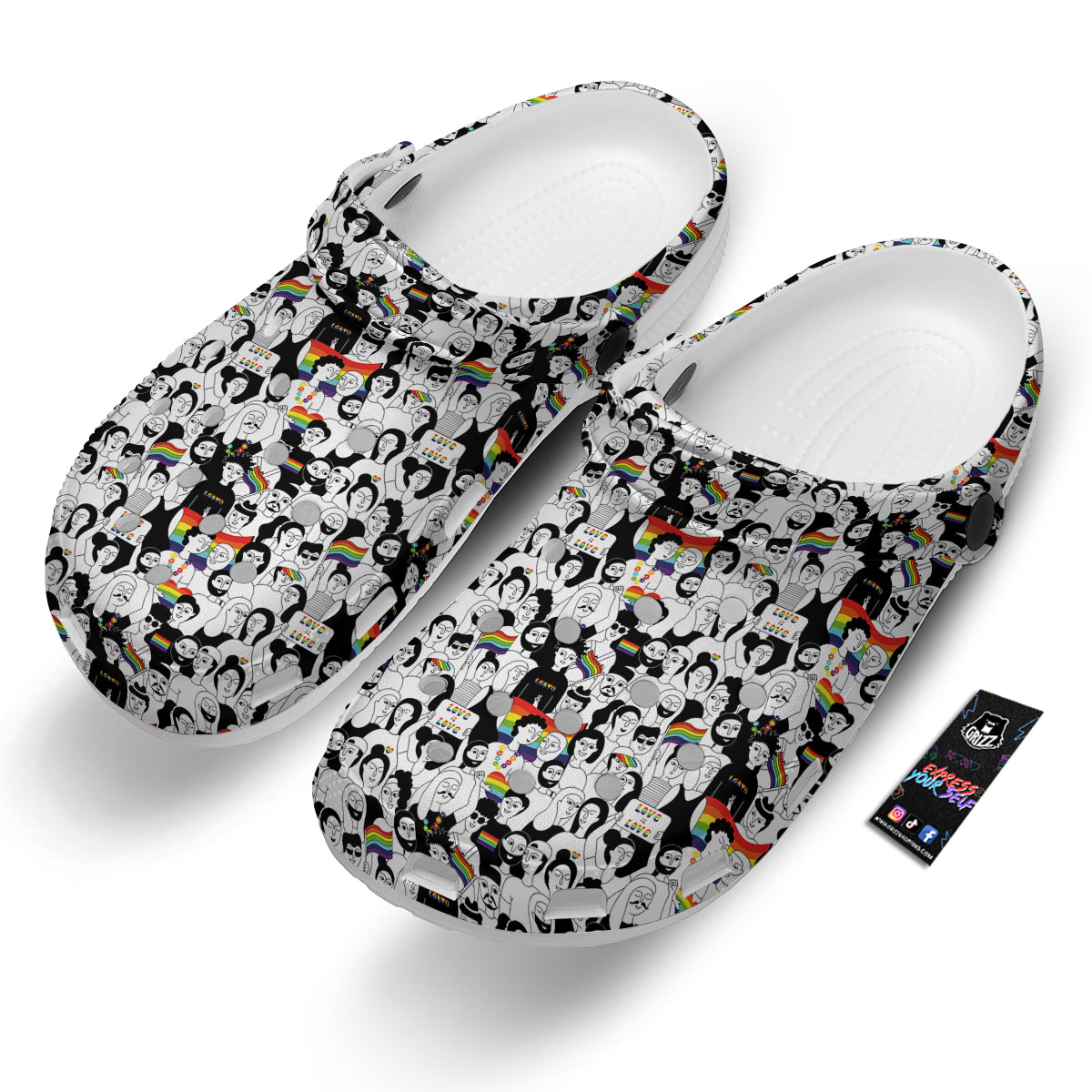 LGBT Doodle Pride Parade Print Pattern Clog-grizzshop