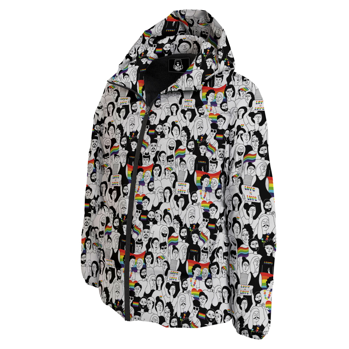 LGBT Doodle Pride Parade Print Pattern Down Jacket-grizzshop