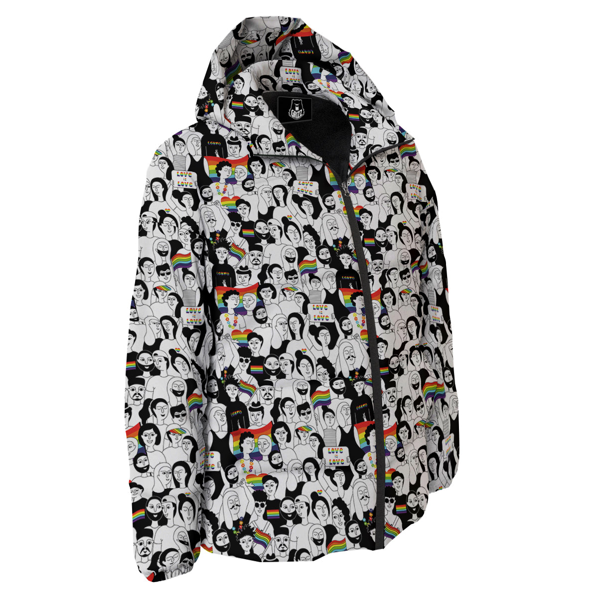 LGBT Doodle Pride Parade Print Pattern Down Jacket-grizzshop