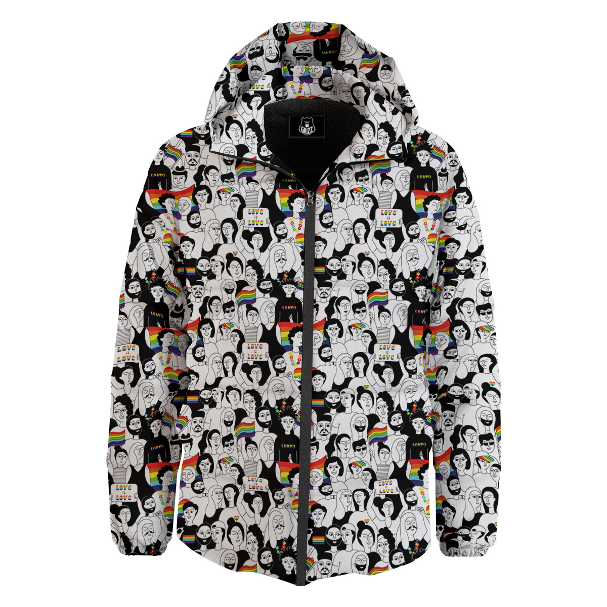 LGBT Doodle Pride Parade Print Pattern Down Jacket-grizzshop