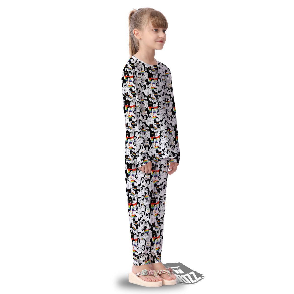 LGBT Doodle Pride Parade Print Pattern Kid's Pajamas-grizzshop