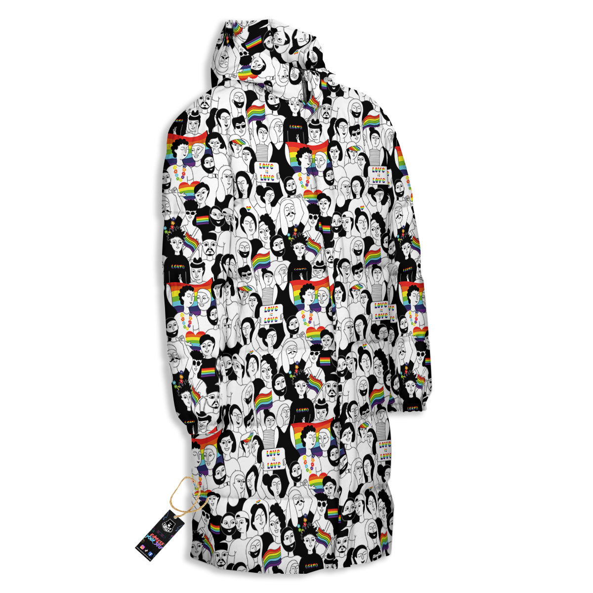 LGBT Doodle Pride Parade Print Pattern Long Down Jacket-grizzshop