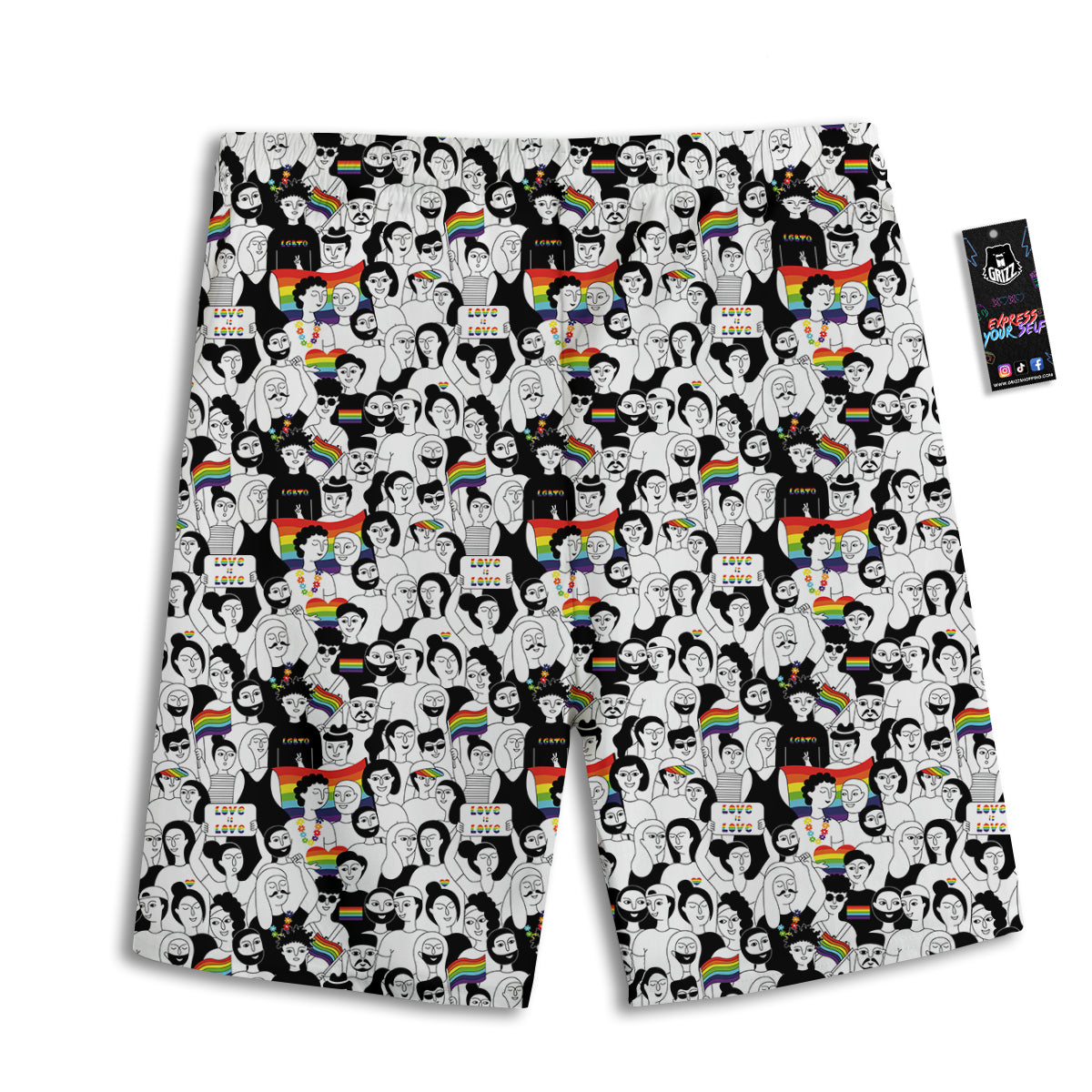 LGBT Doodle Pride Parade Print Pattern Men's Athletic Shorts