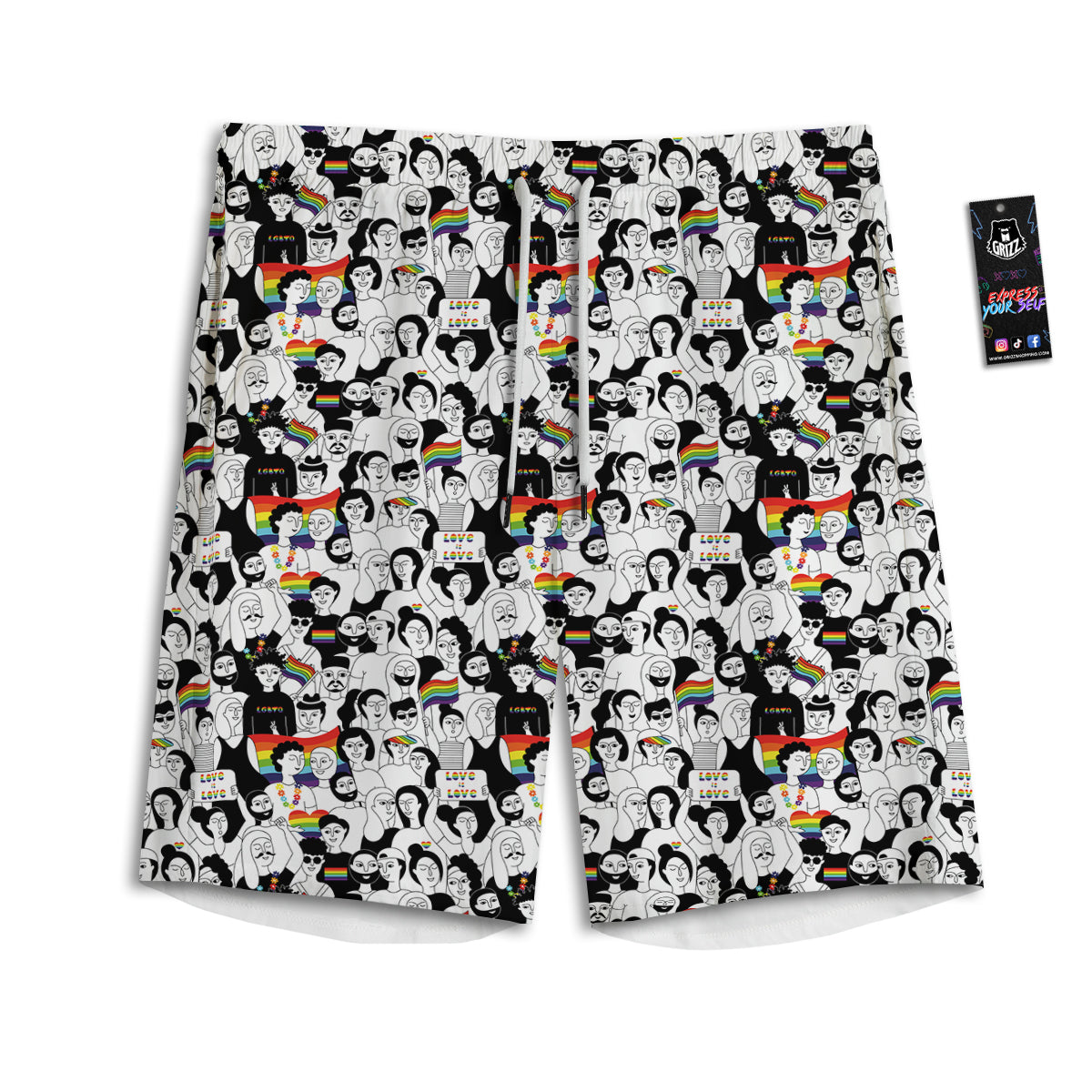LGBT Doodle Pride Parade Print Pattern Men's Athletic Shorts