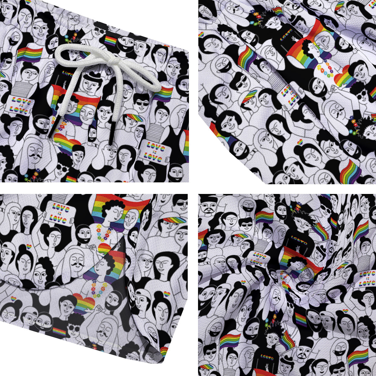 LGBT Doodle Pride Parade Print Pattern Men's Running Shorts-grizzshop