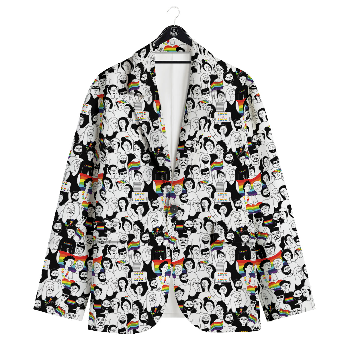 LGBT Doodle Pride Parade Print Pattern Men's Sport Coat-grizzshop