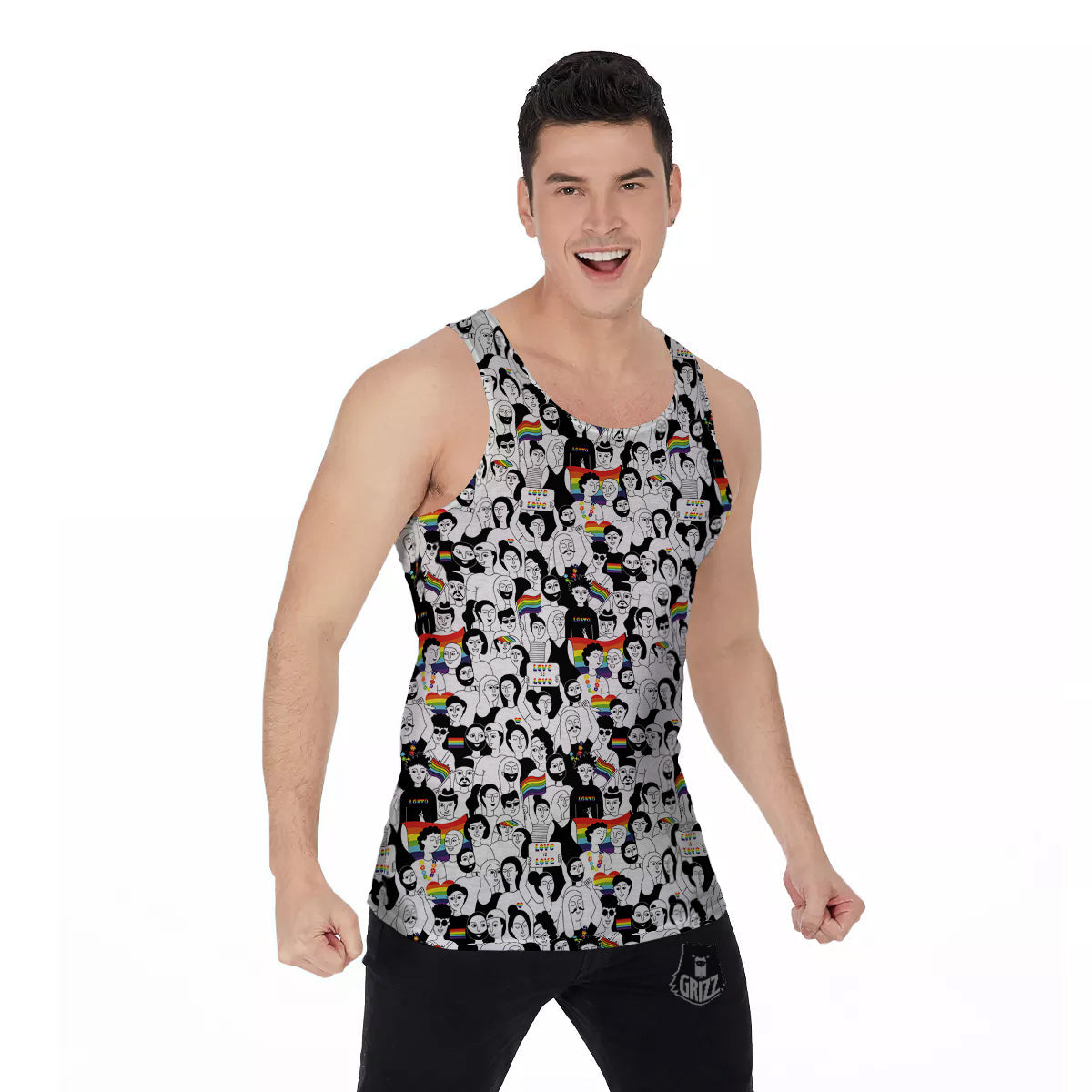 LGBT Doodle Pride Parade Print Pattern Men's Tank Top-grizzshop