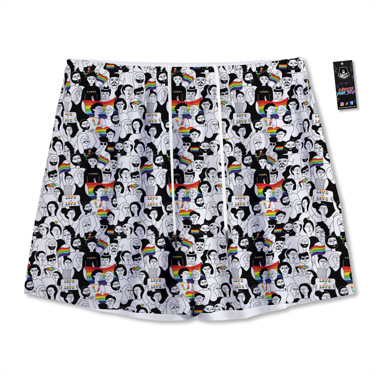 Marble Grey Print Mesh Shorts