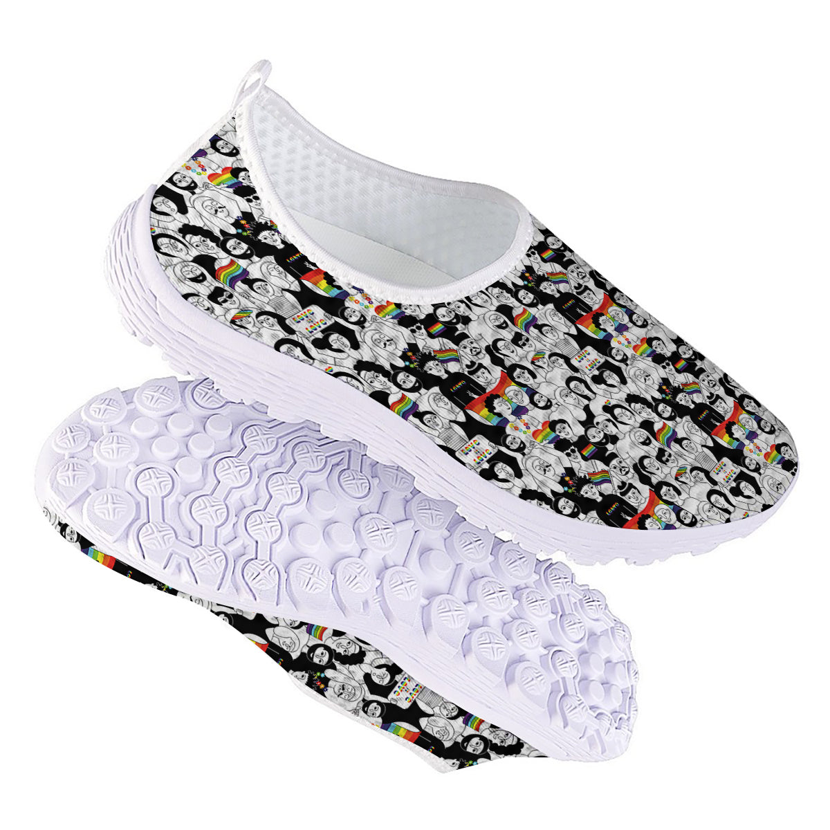 LGBT Doodle Pride Parade Print Pattern Nurse Shoes-grizzshop