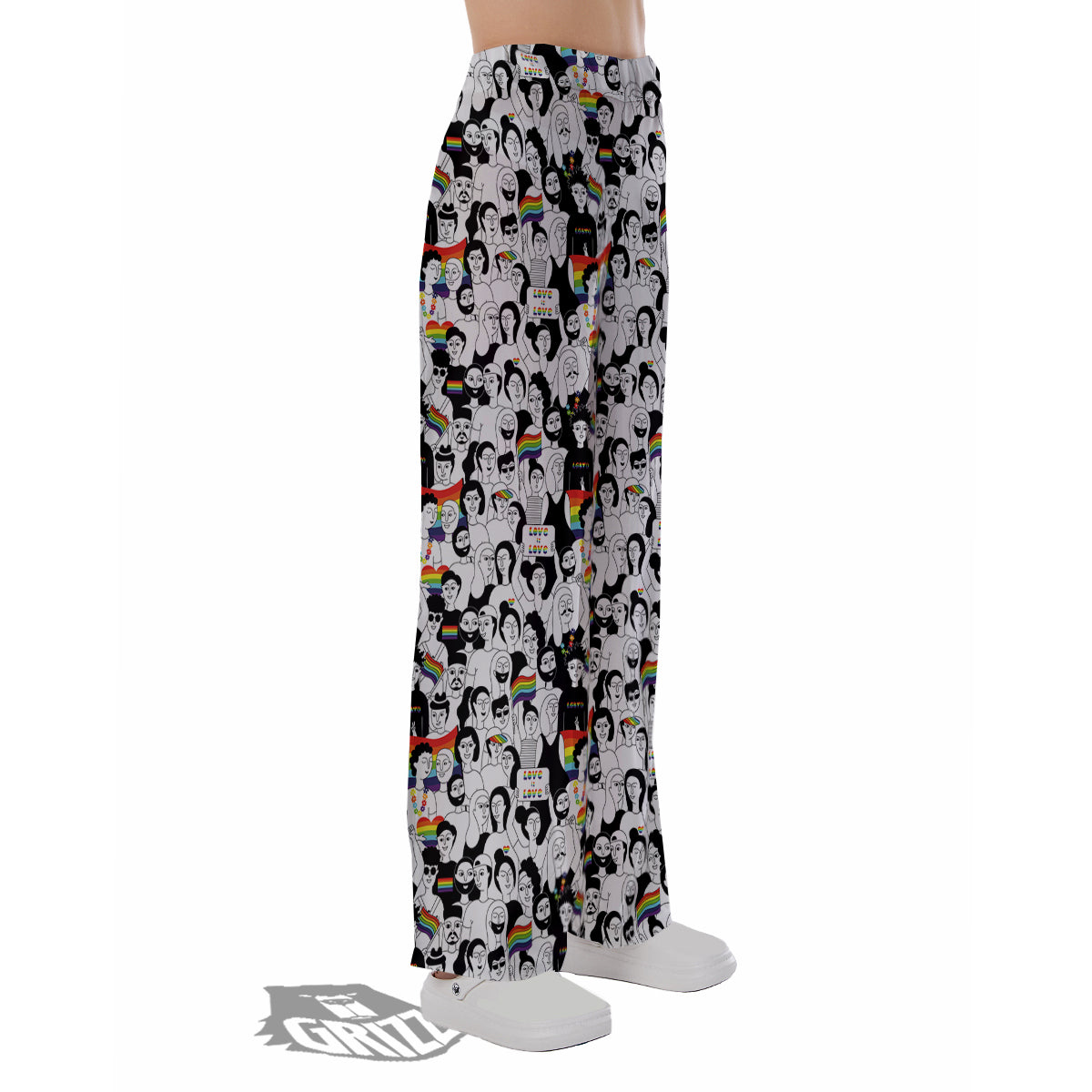 LGBT Doodle Pride Parade Print Pattern Pajama Pants-grizzshop