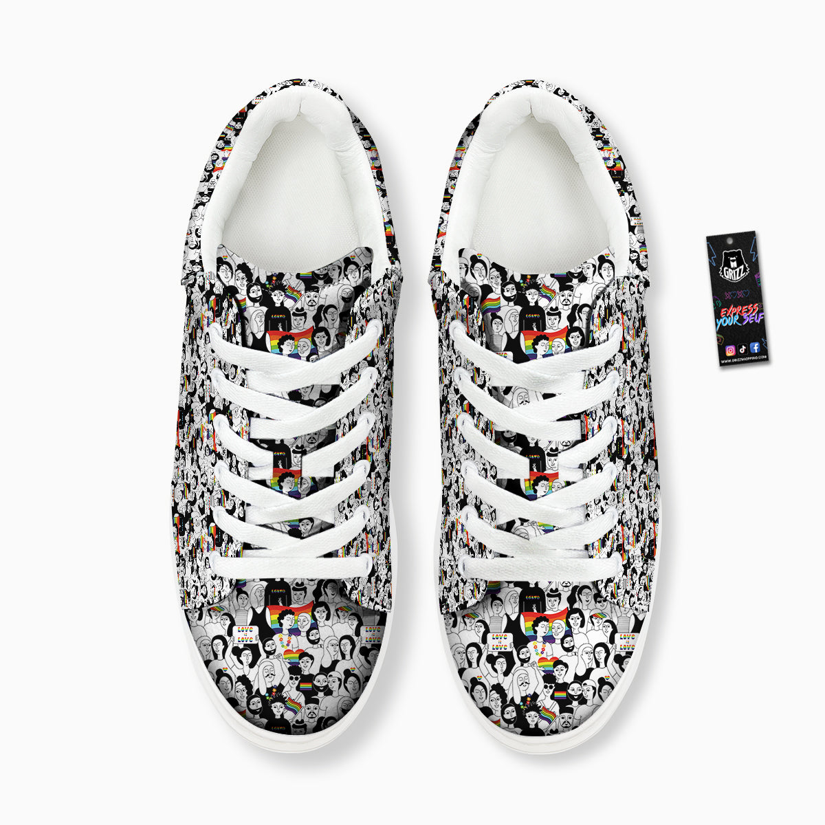 LGBT Doodle Pride Parade Print Pattern Platform Shoes-grizzshop