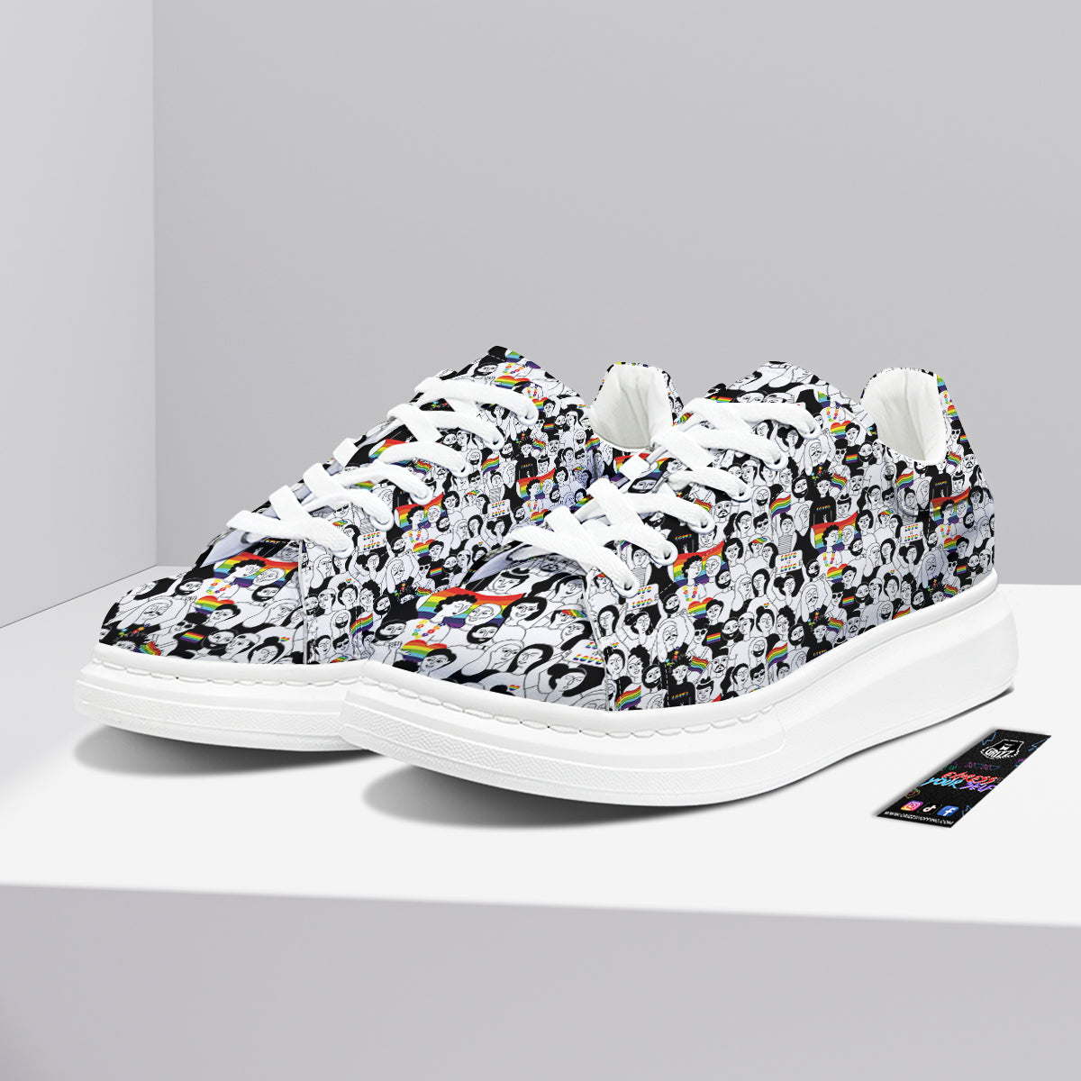 LGBT Doodle Pride Parade Print Pattern Platform Shoes-grizzshop