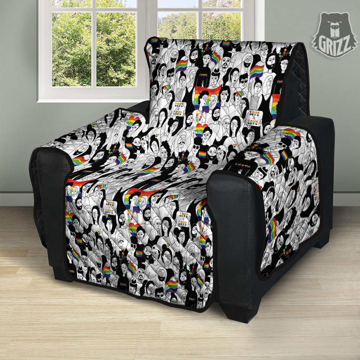 LGBT Doodle Pride Parade Print Pattern Recliner Protector-grizzshop