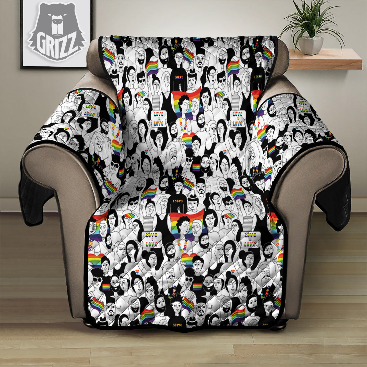 LGBT Doodle Pride Parade Print Pattern Recliner Protector-grizzshop